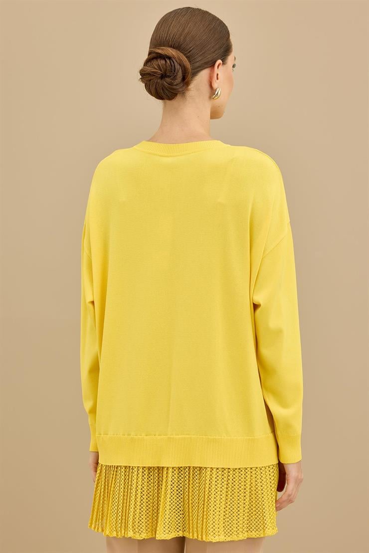 Kumaş Garnili Triko Tunik SARI