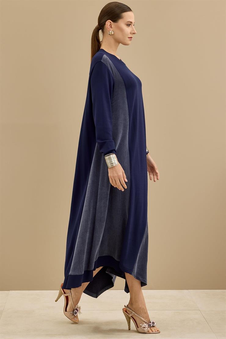 Kupra Ve Rayon Mixli Elbise LACİVERT