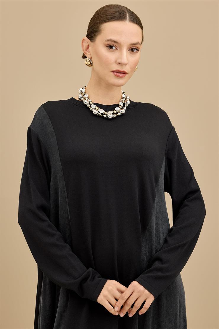 Kupra Ve Rayon Mixli Elbise SİYAH