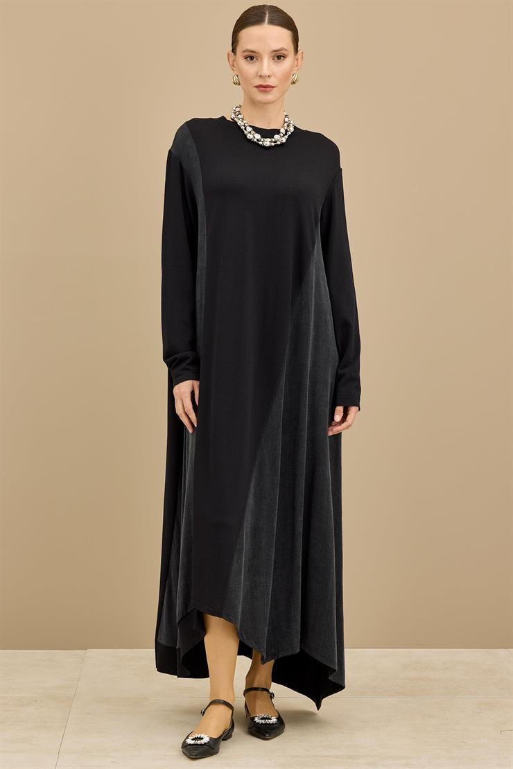 Kupra Ve Rayon Mixli Elbise SİYAH
