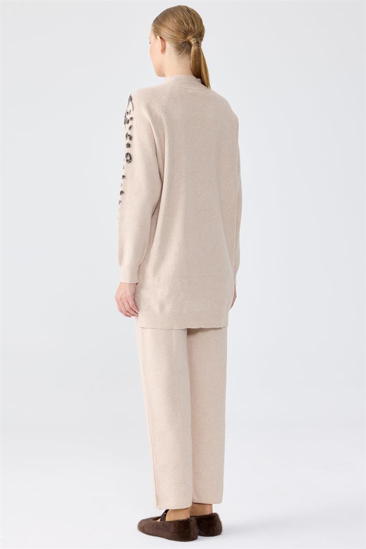Leopar Taş işlemeli Tunik Pantolon Takım TAŞ