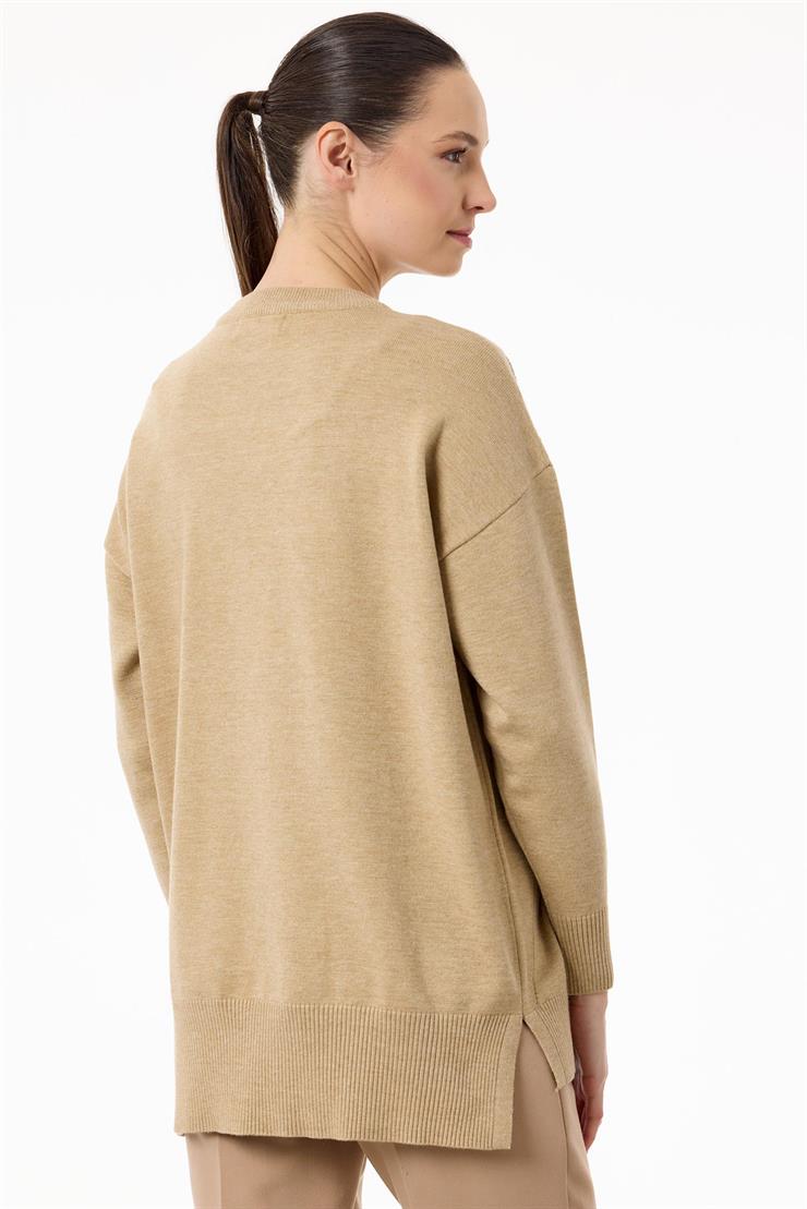 Leopar Taşlı Triko Tunik HAKİ