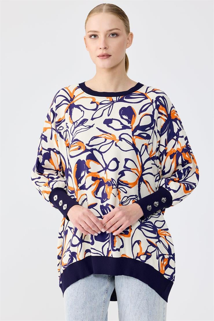 Manşetleri Düğmeli Triko Ribanalı Tunik BEJ