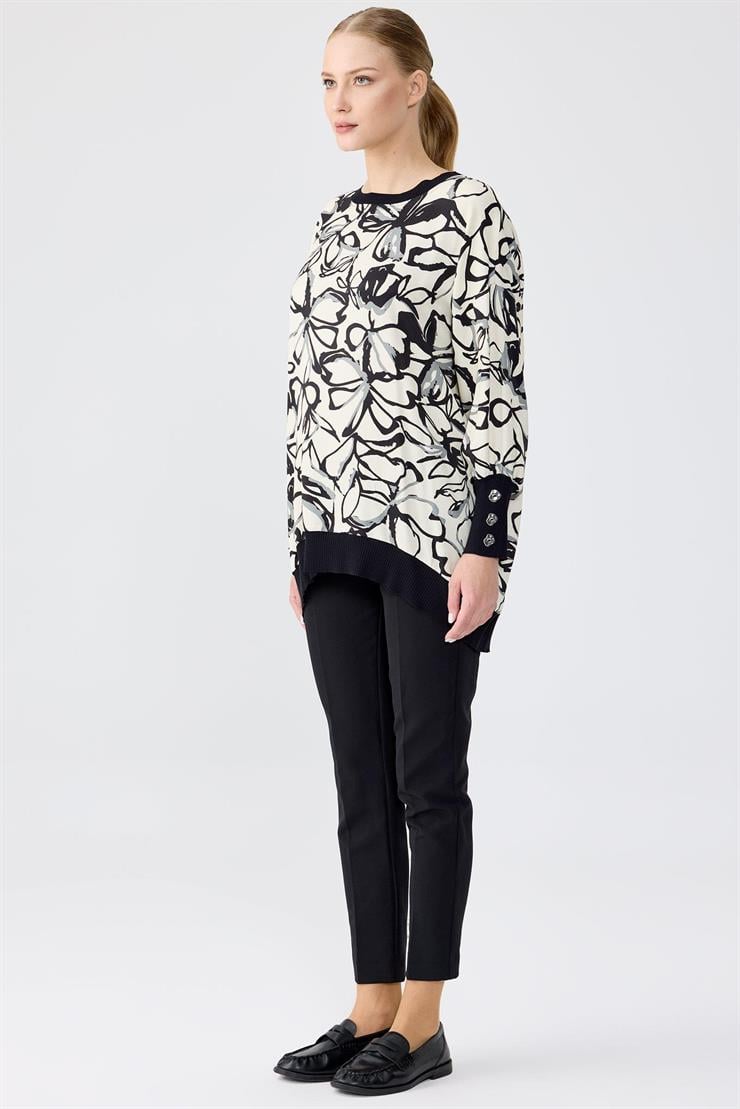 Manşetleri Düğmeli Triko Ribanalı Tunik siyah yeşil