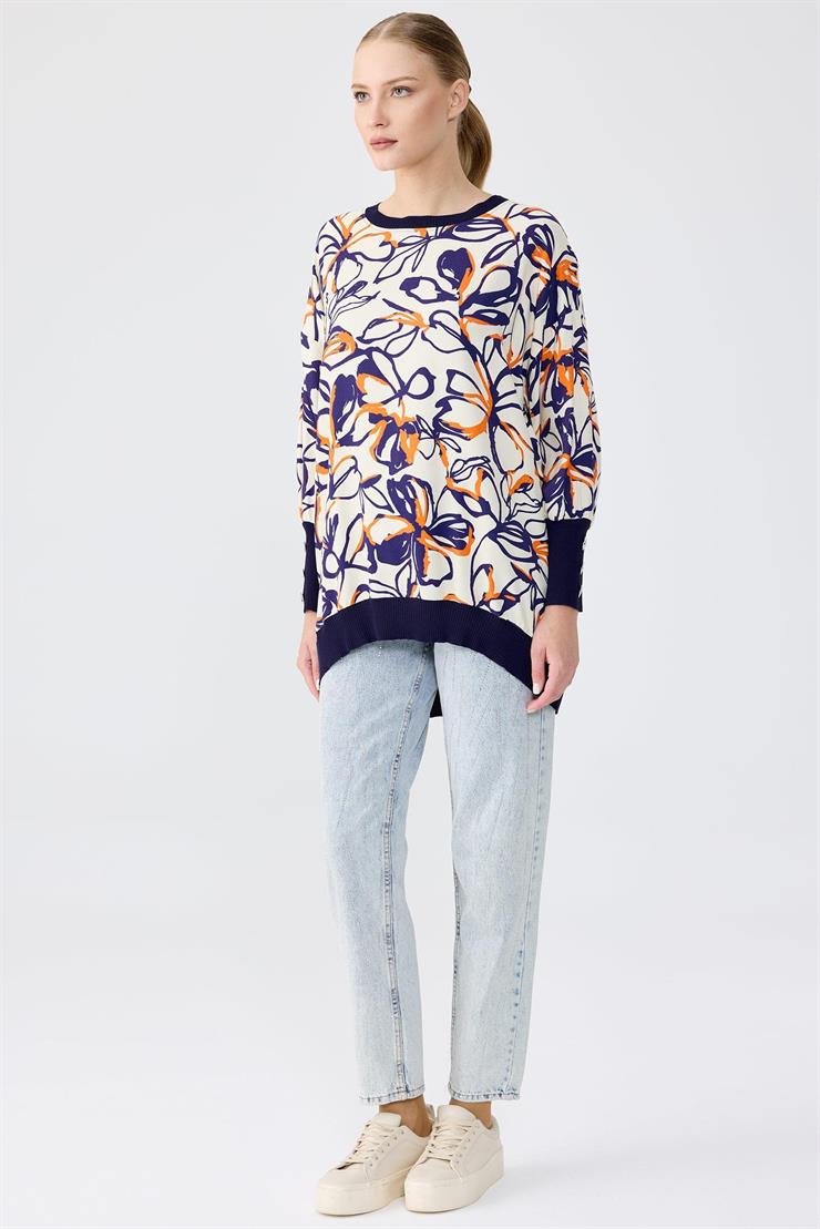 Manşetleri Düğmeli Triko Ribanalı Tunik BEJ