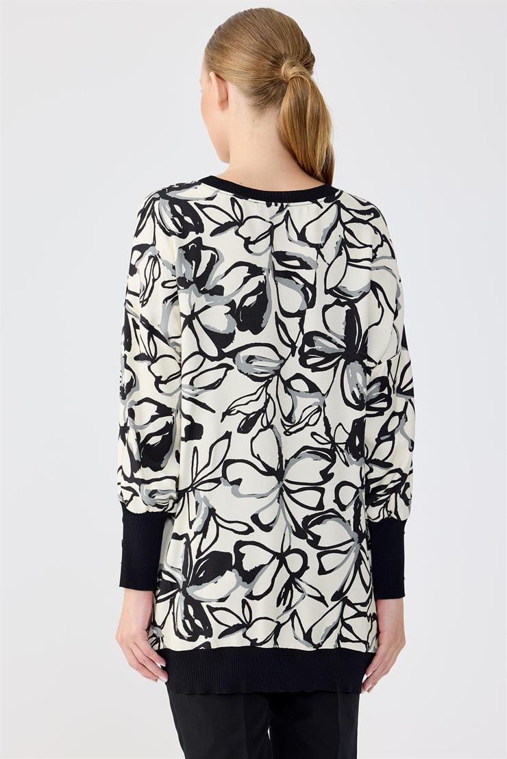 Manşetleri Düğmeli Triko Ribanalı Tunik siyah yeşil