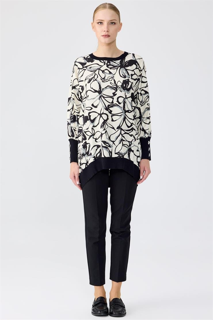 Manşetleri Düğmeli Triko Ribanalı Tunik siyah yeşil