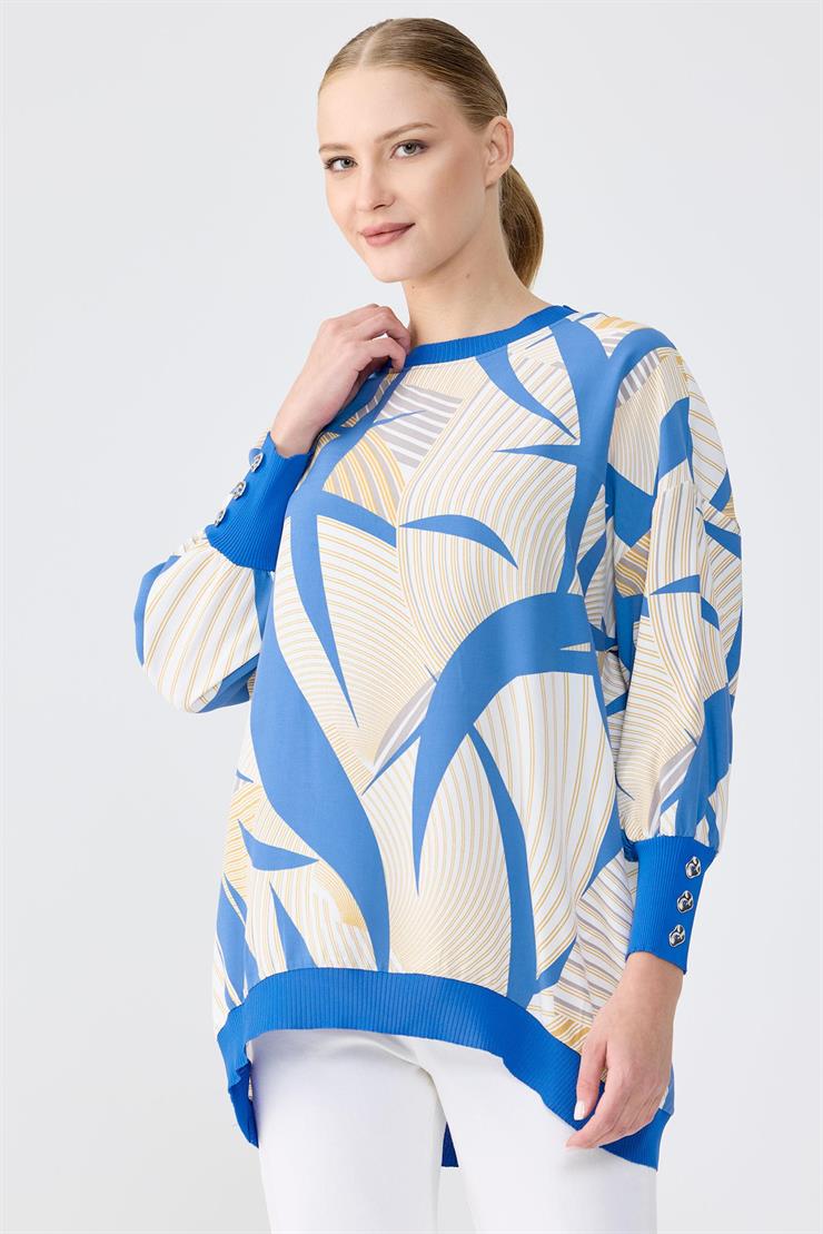 Manşetleri Düğmeli Triko Ribanalı Tunik SAKS