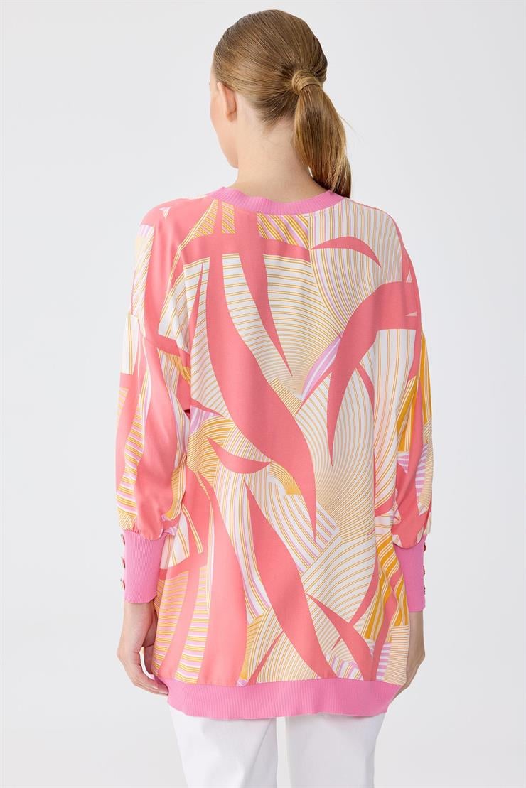 Manşetleri Düğmeli Triko Ribanalı Tunik MERCAN