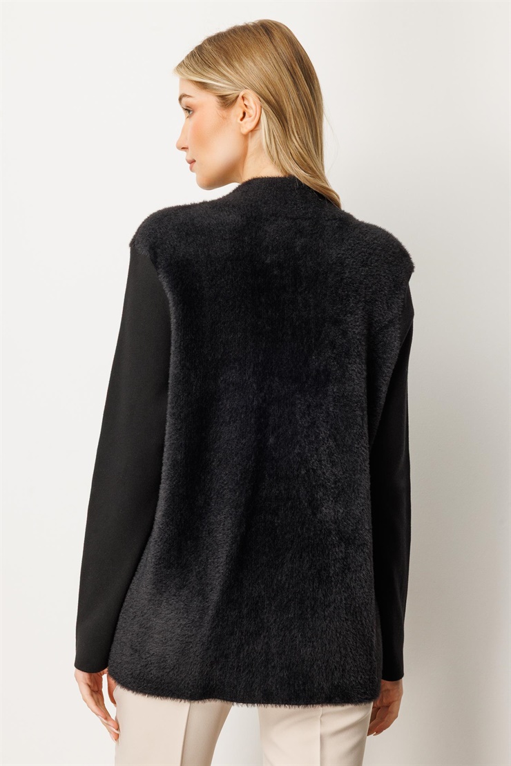 Mutlu Ertan Kadın Angored Kısa Triko Hırka Siyah 20225