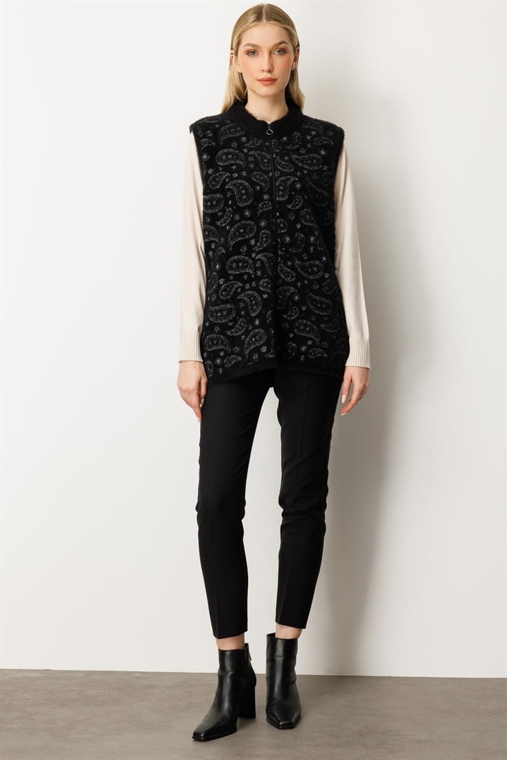 Mutlu Ertan Kadın Angored Kombinli Triko Yelek Siyah 20234