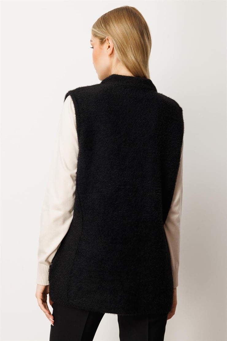 Mutlu Ertan Kadın Angored Kombinli Triko Yelek Siyah 20234