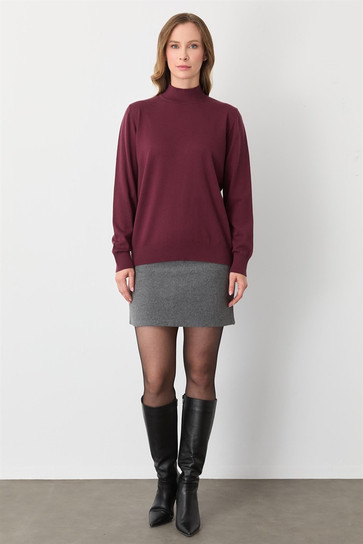 Mutlu Ertan Kadın Balıkçı Yaka Triko Bordo 20264