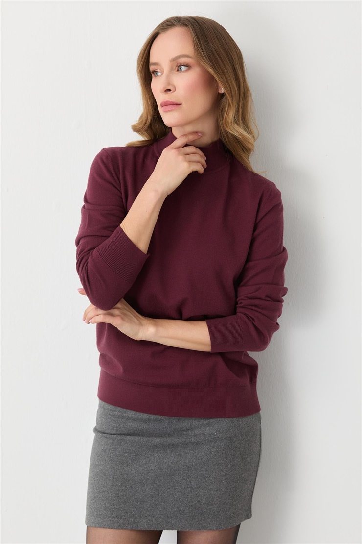 Mutlu Ertan Kadın Balıkçı Yaka Triko Bordo 20264