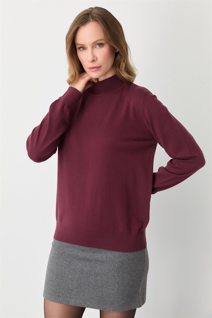 Mutlu Ertan Kadın Balıkçı Yaka Triko Bordo 20264