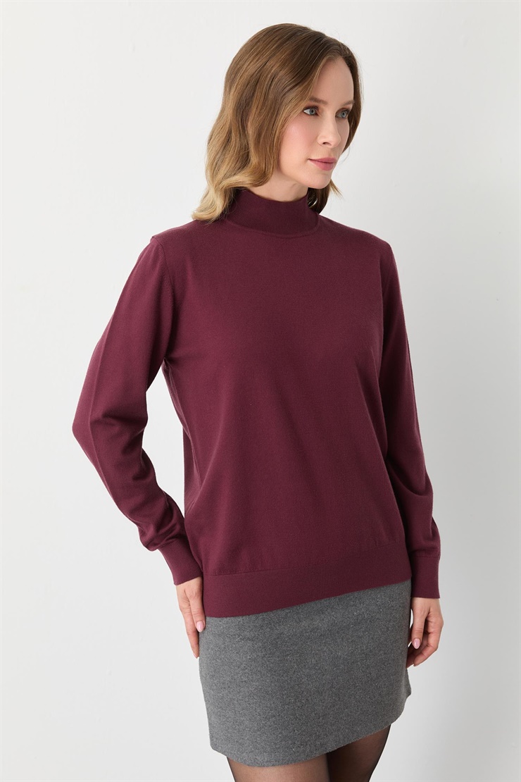 Mutlu Ertan Kadın Balıkçı Yaka Triko Bordo 20264