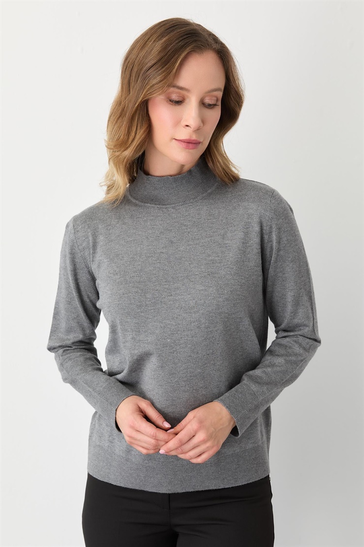 Mutlu Ertan Kadın Balıkçı Yaka Triko Orta Gri 20264