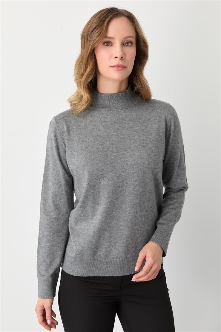 Mutlu Ertan Kadın Balıkçı Yaka Triko Orta Gri 20264