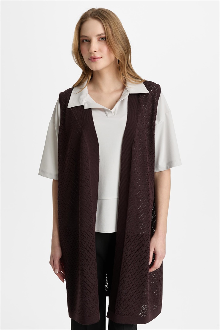 Mutlu Ertan Kadın Bantlı Baklava Yelek Vino 20321