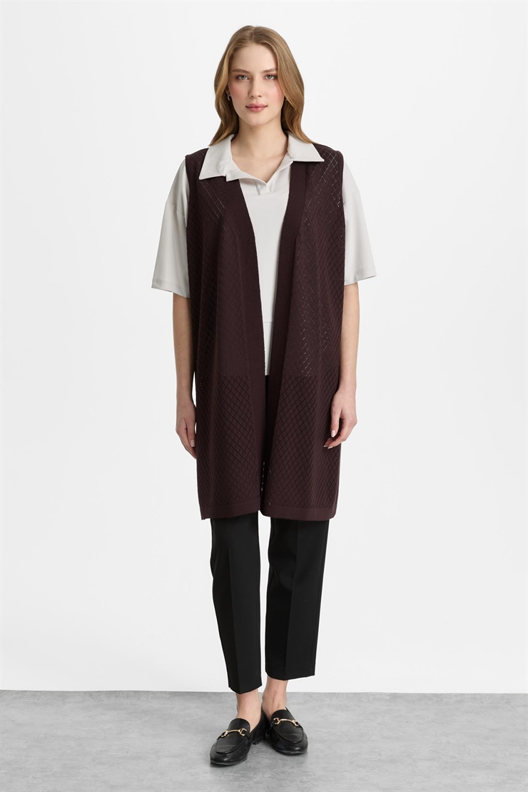 Mutlu Ertan Kadın Bantlı Baklava Yelek Vino 20321