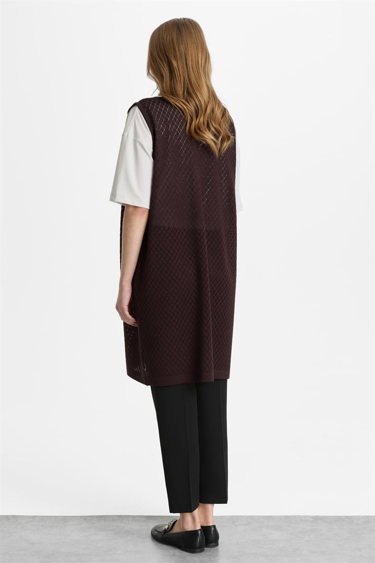 Mutlu Ertan Kadın Bantlı Baklava Yelek Vino 20321