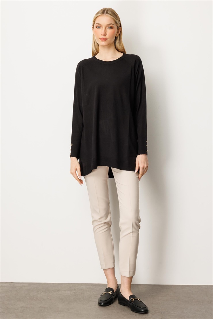 Mutlu Ertan Kadın Basic Sıfır Yaka  Triko Tunik Siyah 20172