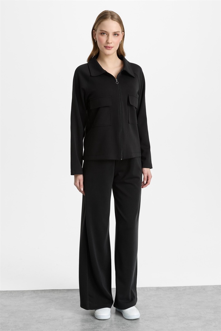 Mutlu Ertan Kadın Bol Paça Pantolon Siyah 30476