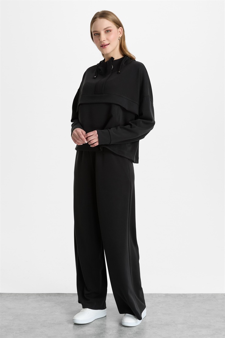 Mutlu Ertan Kadın Bol Paça Pantolon Siyah 30476