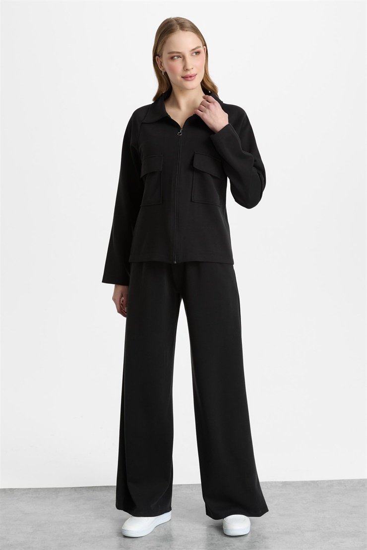 Mutlu Ertan Kadın Bol Paça Pantolon Siyah 30476