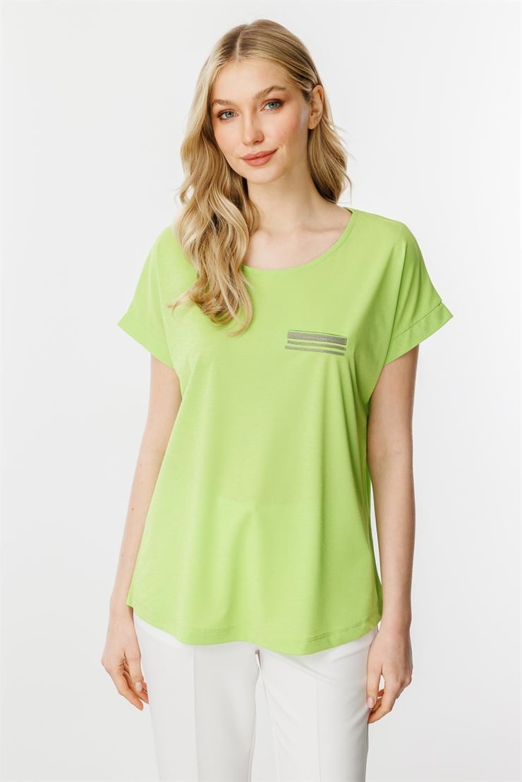 Mutlu Ertan Kadın Cep Detaylı Kısa Kol Bluz Yesil 30341