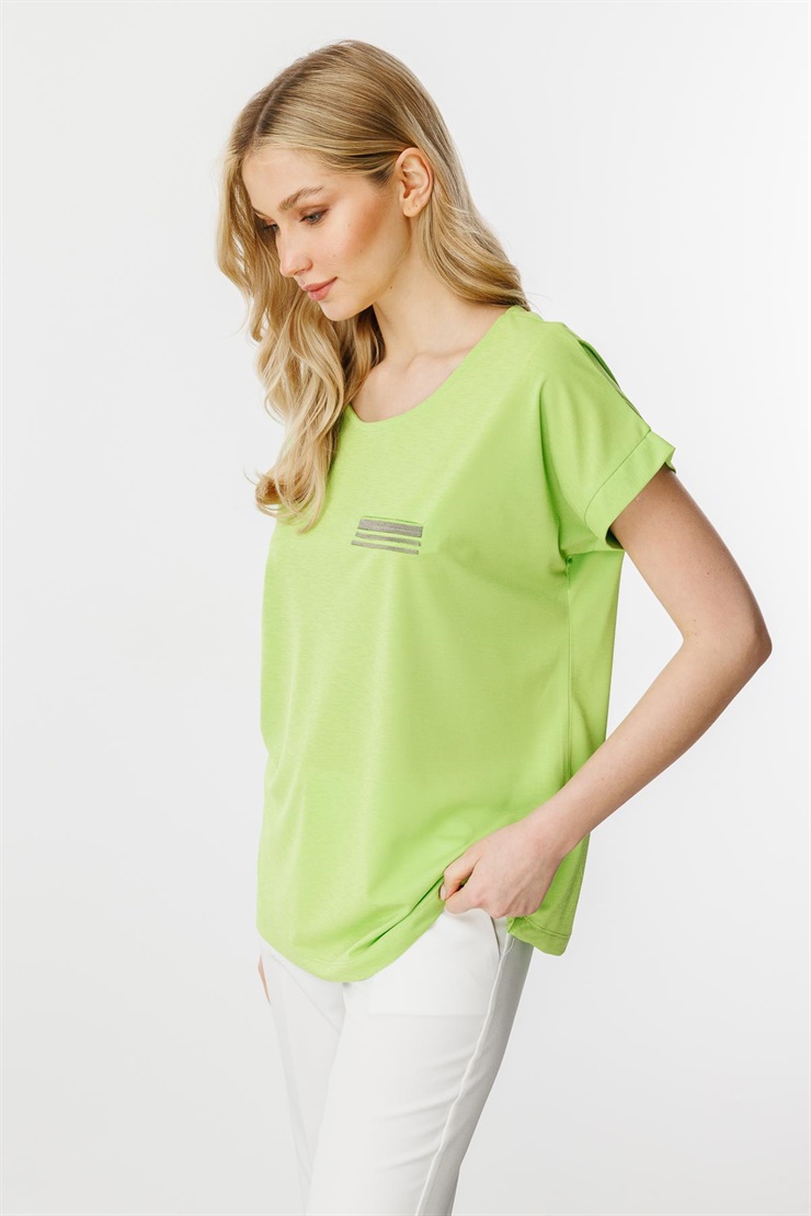 Mutlu Ertan Kadın Cep Detaylı Kısa Kol Bluz Yesil 30341