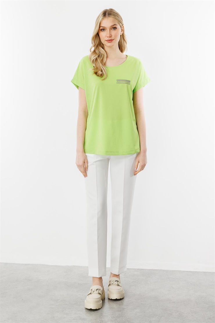 Mutlu Ertan Kadın Cep Detaylı Kısa Kol Bluz Yesil 30341