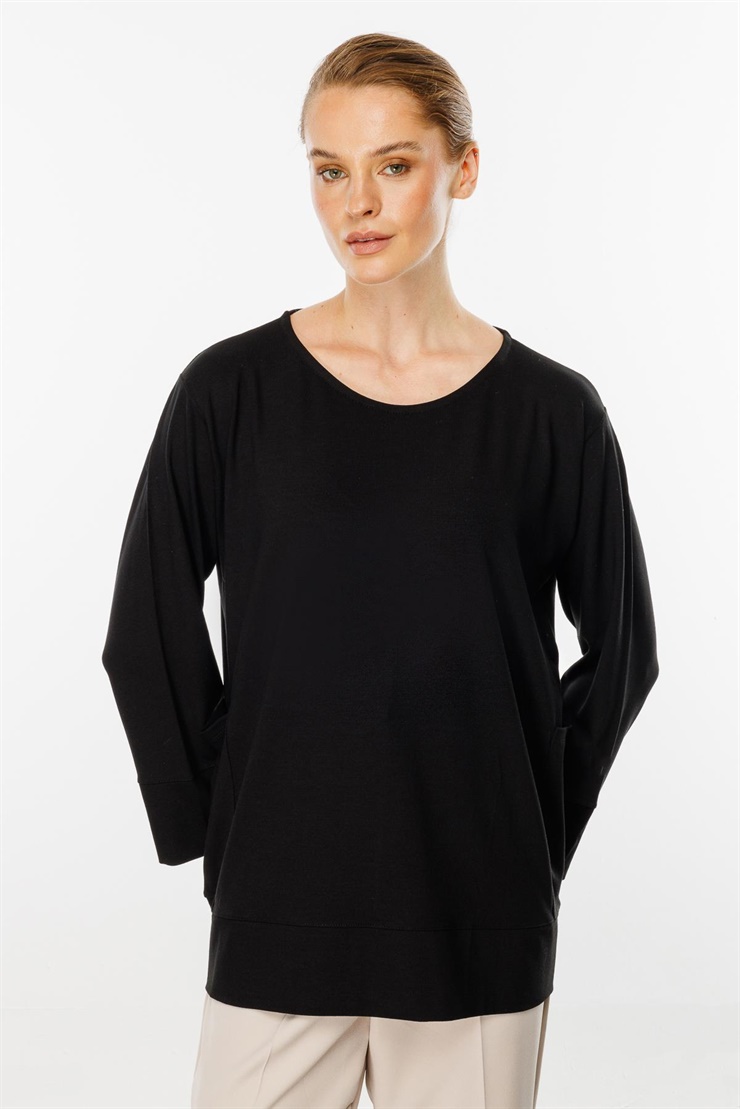 Mutlu Ertan Kadın Cepli Tunik Bluz Siyah 30307