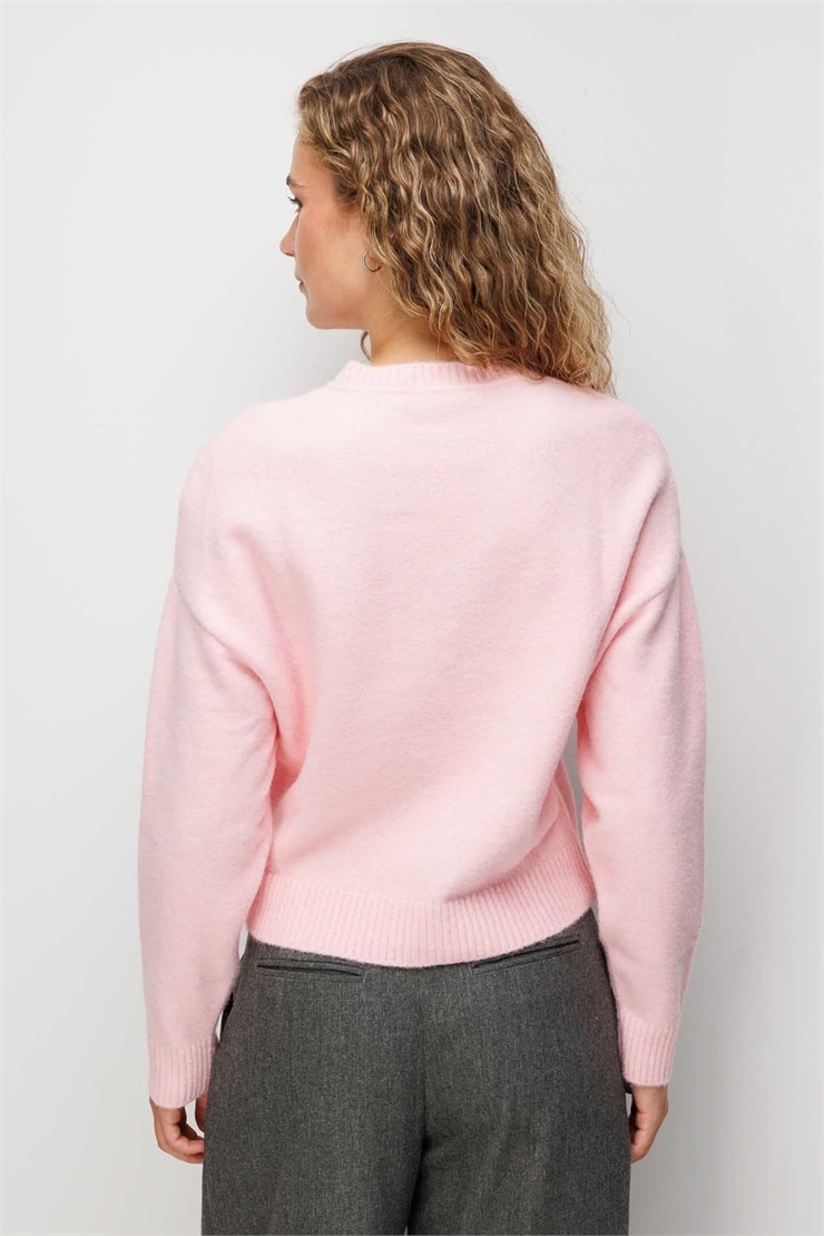 Mutlu Ertan Kadın Crop Kazak Pembe 20341