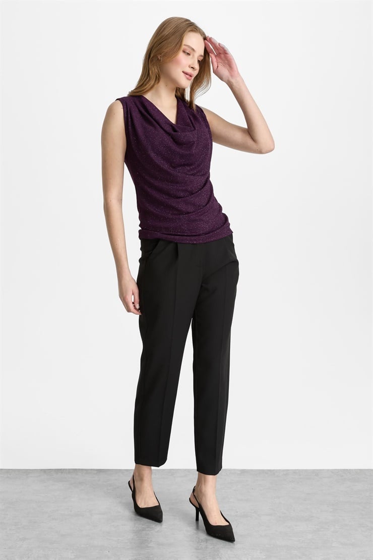 Mutlu Ertan Kadın Degaje Yaka Simli Atlet Mürdüm 30452