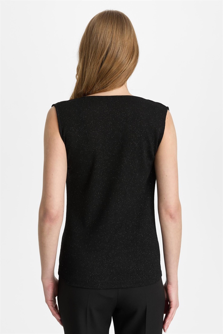 Mutlu Ertan Kadın Degaje Yaka Simli Atlet Siyah 30452