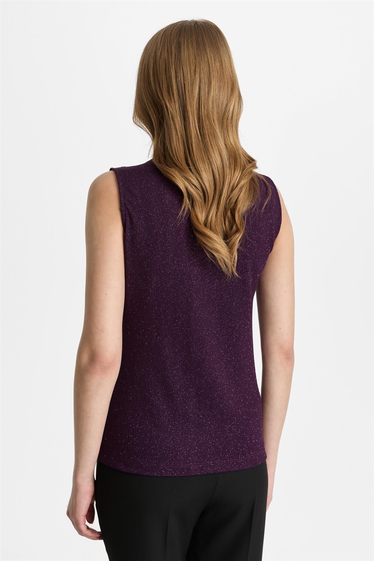 Mutlu Ertan Kadın Degaje Yaka Simli Atlet Mürdüm 30452