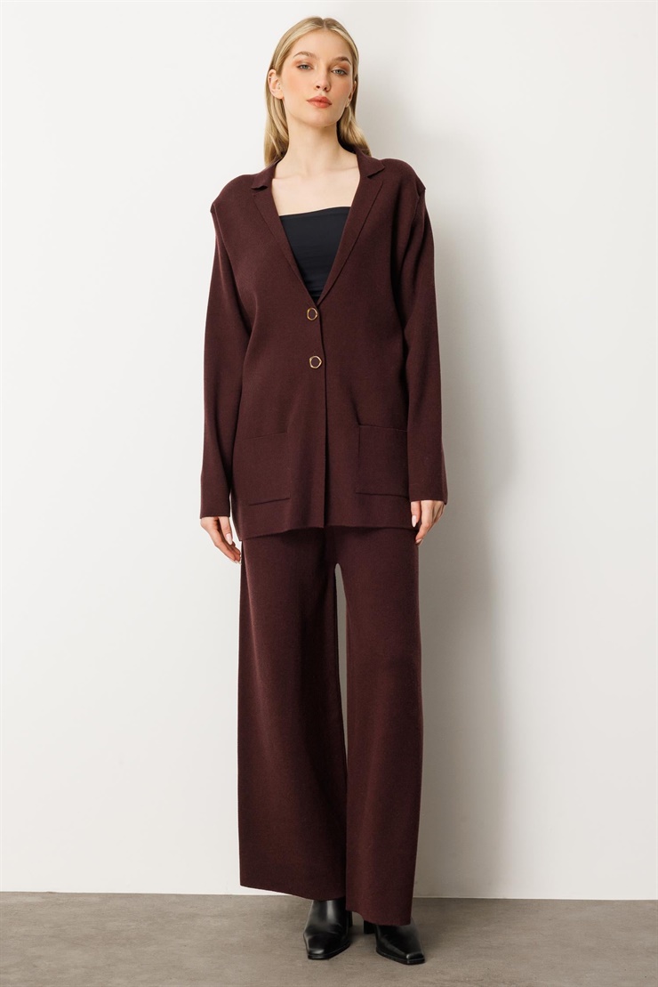 Mutlu Ertan Kadın Düğme Detaylı Triko Ceket Vino 20235