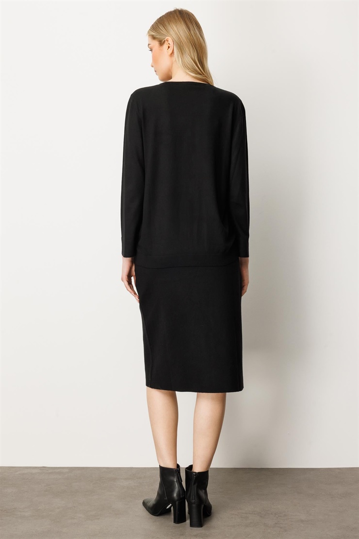 Mutlu Ertan Kadın Düğme Detaylı Triko Etek Siyah 20232