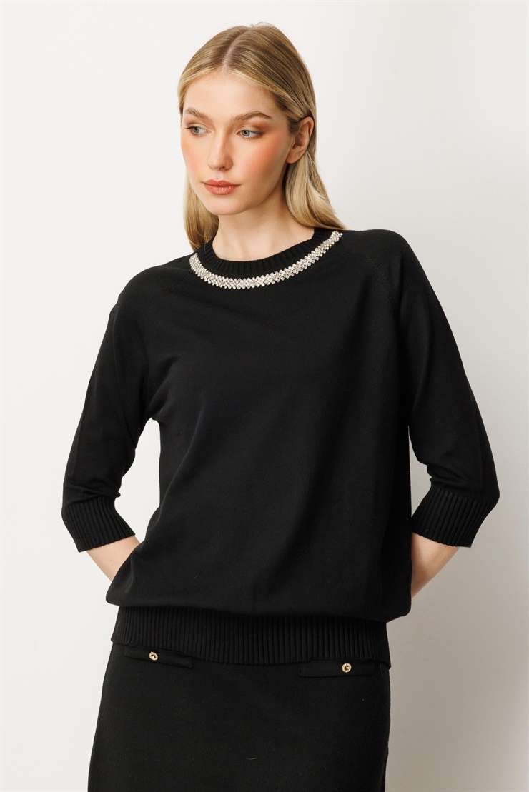 Mutlu Ertan Kadın Düğme Detaylı Triko Etek Siyah 20232