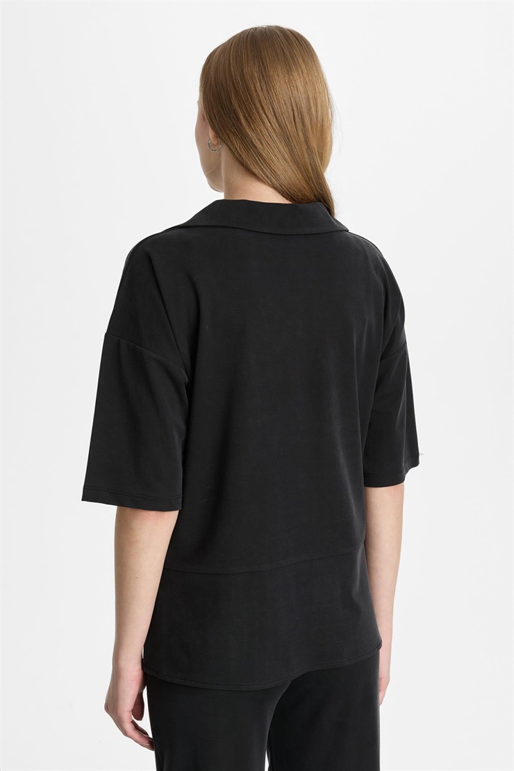 Mutlu Ertan Kadın Gömlek Yaka Bluz Siyah 30466