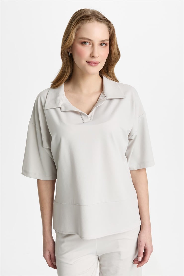 Mutlu Ertan Kadın Gömlek Yaka Bluz Taş 30466