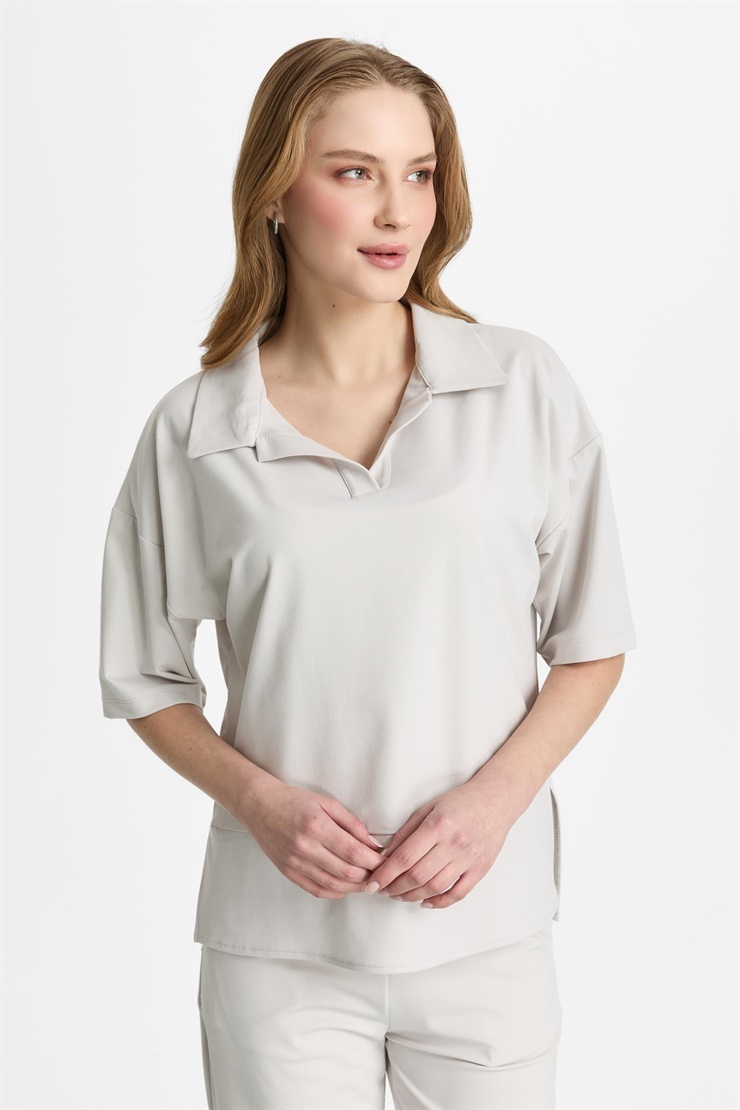 Mutlu Ertan Kadın Gömlek Yaka Bluz Taş 30466