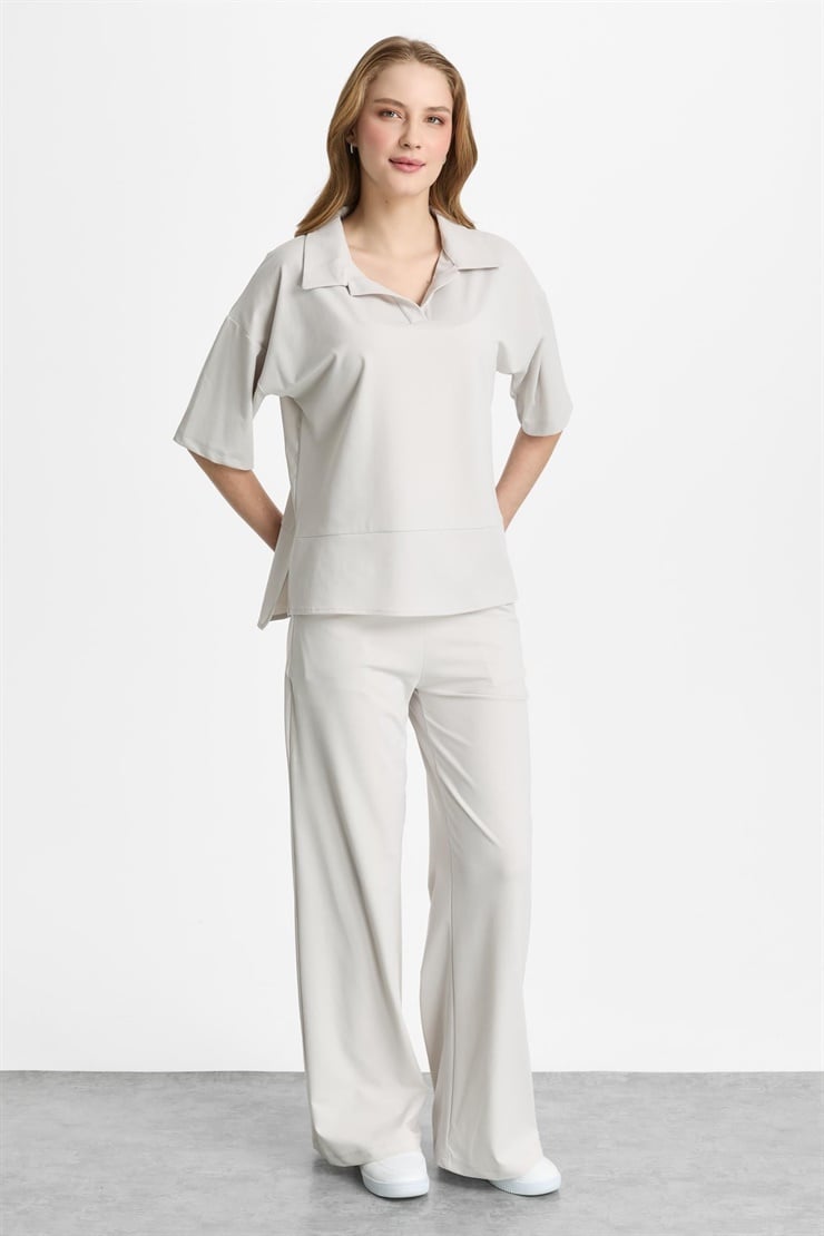 Mutlu Ertan Kadın Gömlek Yaka Bluz Taş 30466