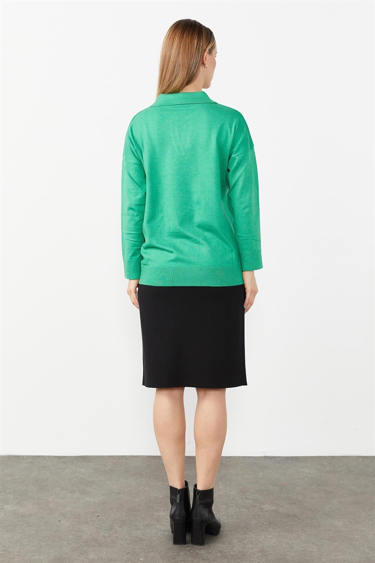 Mutlu Ertan Kadın Gömlek Yaka Triko Bluz Benetton 20076