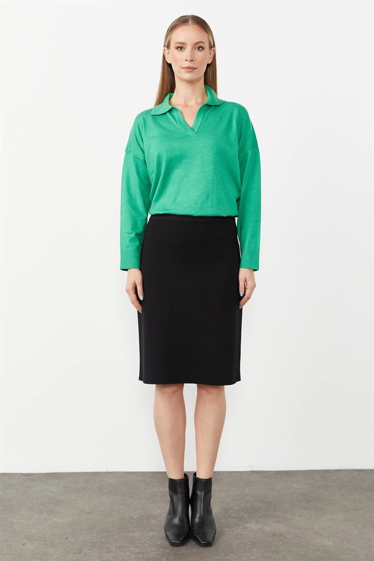 Mutlu Ertan Kadın Gömlek Yaka Triko Bluz Benetton 20076