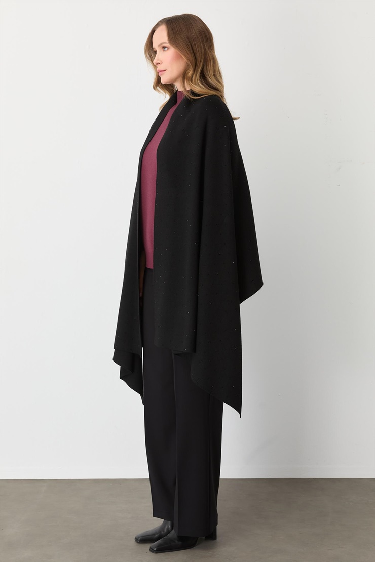 Mutlu Ertan Kadın Hotfix Taş Baskılı Şal Siyah 20251