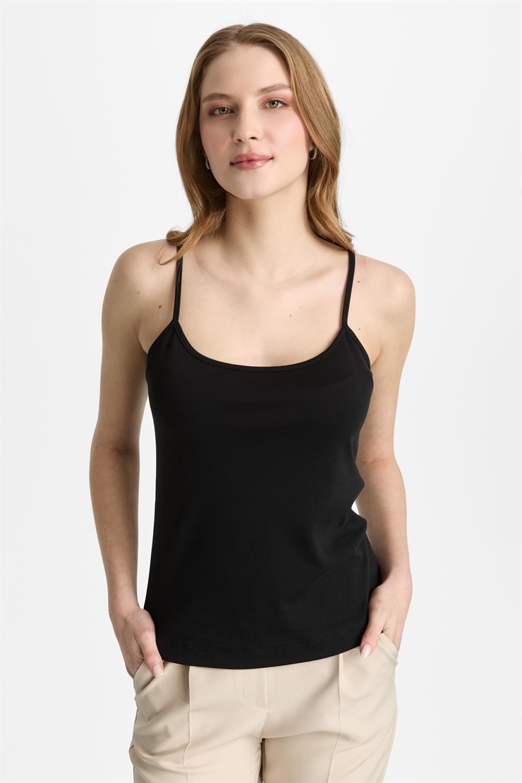 Mutlu Ertan Kadın İnce Askılı Basic Atlet Siyah 30474