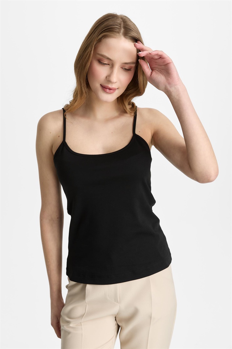 Mutlu Ertan Kadın İnce Askılı Basic Atlet Siyah 30474