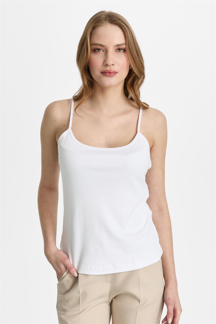 Mutlu Ertan Kadın İnce Askılı Basic Atlet Ekru 30474
